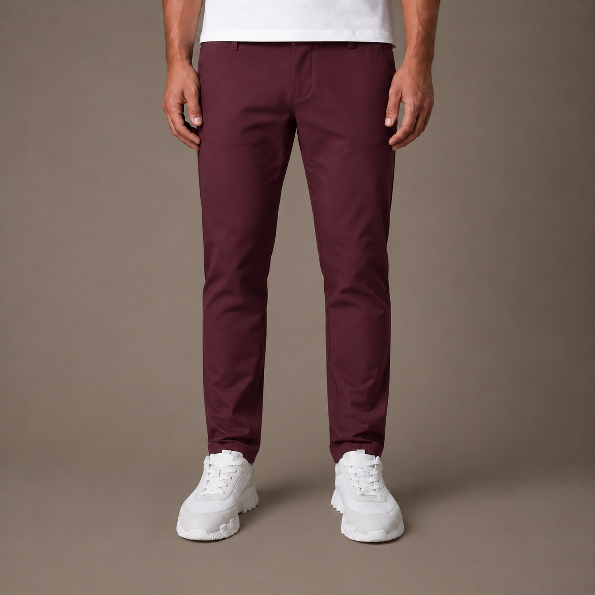 Shiny Chino Broek Rosegoud