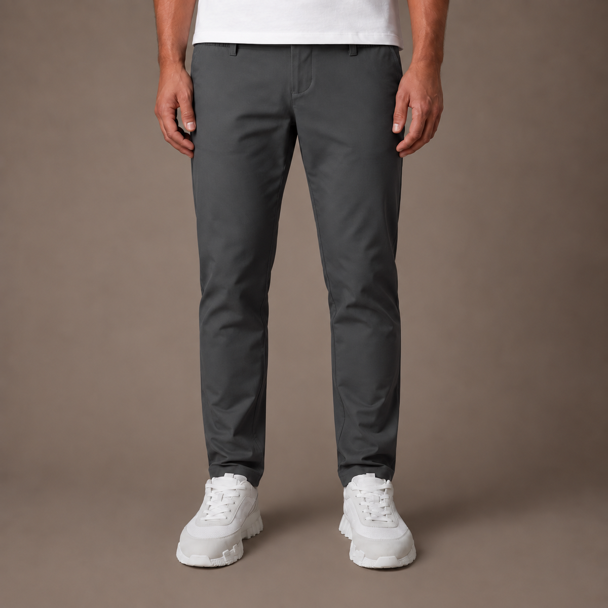Shiny Chino Broek Grijs