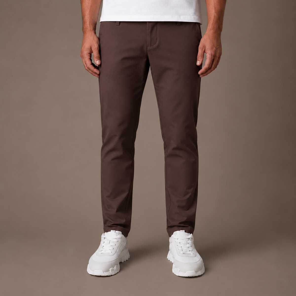 Shiny Chino Broek Bruin